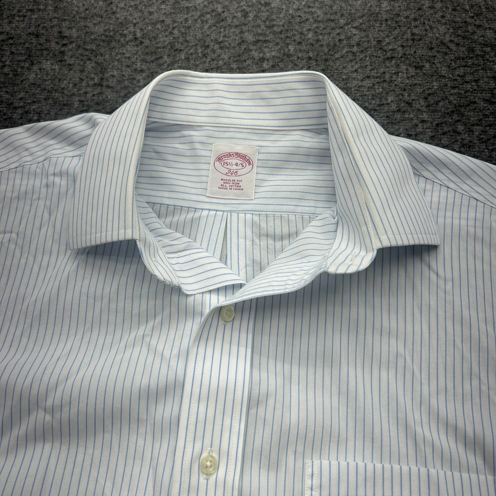 Brooks Brothers Non-Iron Stripe Regular Fit Cotton Shirt Button Up 15 1/2 4/5